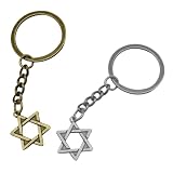 BESTOYARD Llavero Colgante de Estrella de David de Seis Puntas, Diseño Original y Resistente para Coche, Juego de 2 Piezas Adecuado para Uso Diario