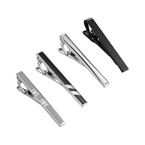 Tornito 4Pcs Tie Clips Set for Men Tie Bar Clip Set for Regular Skinny Ties Necktie Wedding Business Clips for Men Cover