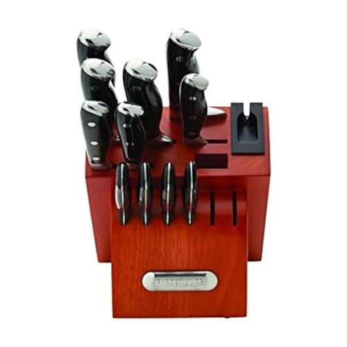 Farberware Edgekeeper Professional 15-piece Forged Triple Riveted Knife Block Set with Built-in Edgekeeper, Black