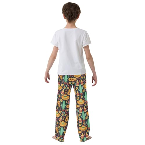 Cactus Chilli Pepper Boys Long Pants Soft Trousers Elastic Waist Kids Lounge Bottoms with Pockets S-XL3