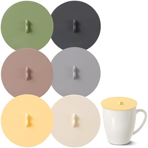 LELE LIFE 6Pcs Silicone Lids for Cups, 3.9in/10cm Silicone Cup Covers for Drinks Reusable Mug Cover Lid Silicone Coffee Cup Lid Wine Glass Covers Tea Cup Covers for Steeping Cover