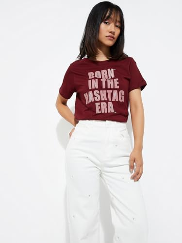 Image of Max Women's Cotton Regular Fit URB N Graphic Printed T-Shirt - Pack of 2