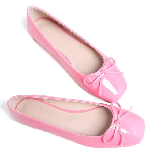 Image of Dear Time Women's Casual Foldable Ballet Flats Square Toe Ballerina Flats Shoes Comfortable