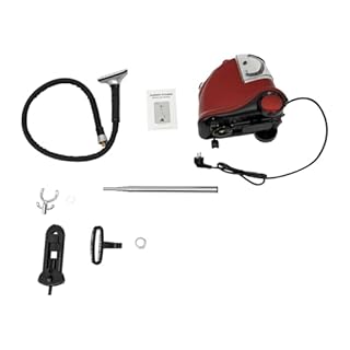 JAYEUW Piroscafo verticale per abbigliamento professionale 2200 W ESteamer Steamer vapore verticale con serbatoio dell'acqua da 3 l, vapore regolabile in altezza con ruote, rosso