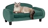 Paws & Purrs Cat Sofa Bed, Pet Couch for Indoor Cats Elevated Cat Beds with Removable Washable Mattress Cover for Kitten, Puppy or Small Animal- 31.5" Wide, Teal