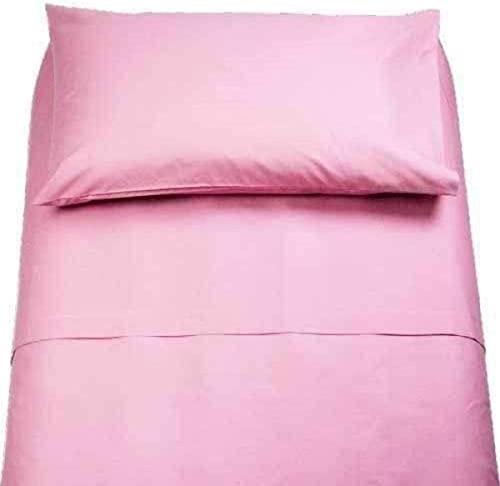 Lingerie Shop Set Lenzuola Letto Singolo Cotone Sotto Sopra + Federa Vari Colori Tinta Unita (Rosa, Singolo)