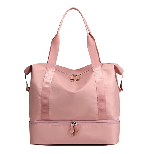 CORIOS Bolsa de Viaje para Hombres Mujeres Nylon Bolsa de Deporte Bolsa Deportiva con Compartimento Zapatos Bolsa de Hombro de Gimnasio para Viajes Vacaciones Fin de Semana Gimnasio Rosado Cover