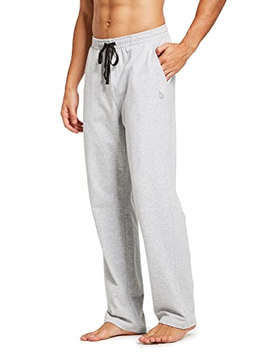 BALEAF Men's Sweatpants Casual Lounge Cotton Yoga Pants Open Bottom Straight Leg Male Sweat Pants with Pockets Light Gray L BALEAF Men's Sweatpants Casual Lounge Cotton Yoga Pants Open Bottom Straight Leg Male Sweat Pants with Pockets Light Gray L