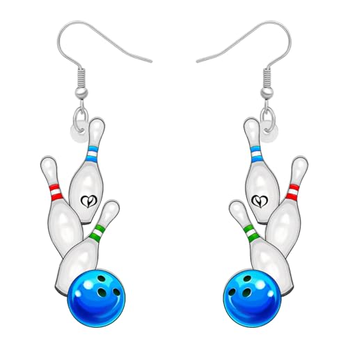 NEWEI Acrylic Baseball Football Bowling Earrings Dangling Gifts Basketball Soccer Jewelry for Women Sport Lovers Charms Accessories