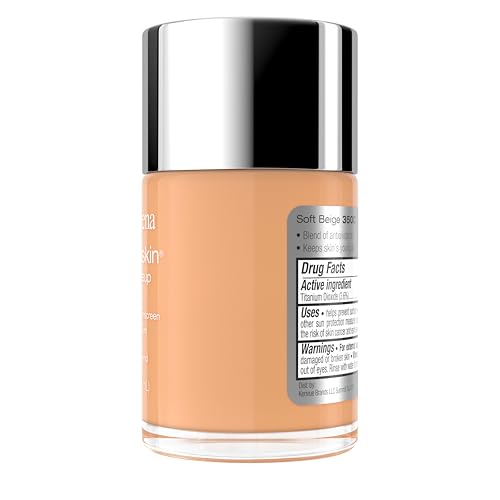Kenvue Neutrogena Healthy Skin Liquid Foundation Makeup with Broad Spectrum SPF 20 Sunscreen, Lightweight, Medium Coverage Makeup with Sunscreen and Pro-Vitamin B5, Soft Beige 350C, 1 fl. oz