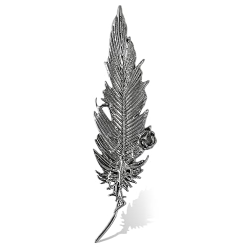 Image of Plated Classic Rose Flower Feather Brooches and Pins for Women Men Fashion Jewelry Delicate Leaf Lapel Dress Accessories Boutonniere Corsage Hat Bag Suit Tie Wedding small,simple