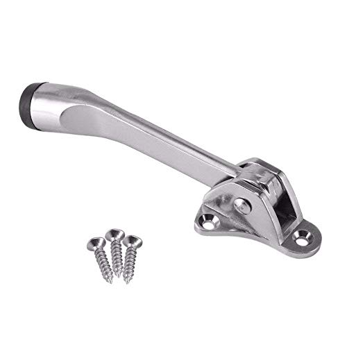 dingchi Easy Pedal Kick Down Door Stop,Stopper,No Need to Use Your Hands,Premium Quality, Height-Adjustable Rubber Foot,Hardware Kickdown Door Stop in Satin Chrome