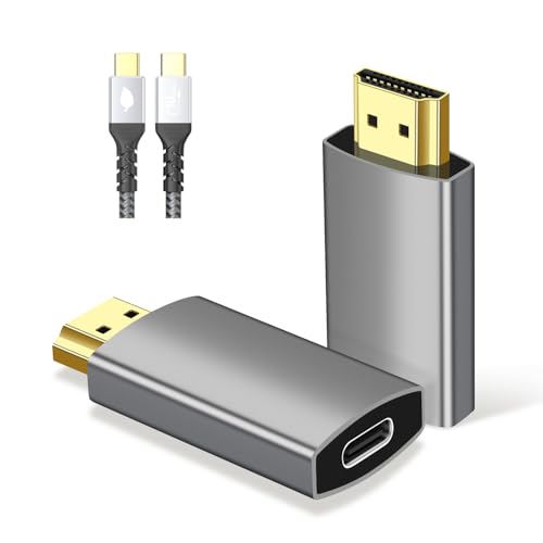 USB C Female to HDMI Male Adapter with USB Video Cable, 4K@60Hz Uni-Directional USB Type C Source to HDMI 2.0 Display Converter Thunderbolt 3/4 to HDM-I for i-/Phone 17 MacBok Pro/Air, Galaxy - 1 Pack