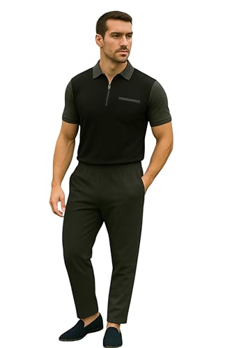 Miza Men Youth Half Sleeve Zipper Set Chic Chest Pocket Outd...