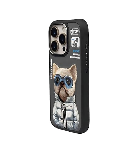 Image of Nimmy Dazzling MagSafe Embroidery Case for iPhone 16 Pro Max | 3D Animal Design | Shockproof Leather Finish Back Cover | MagSafe Compatible (Tall Rich & Handsome)