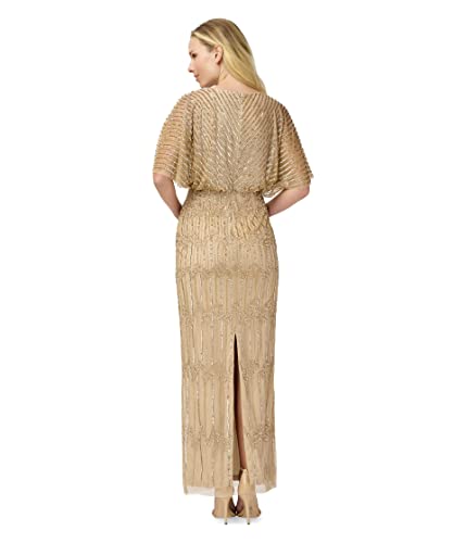 Image of Adrianna Papell Long Beaded Blouson Mother of the Bride Gown