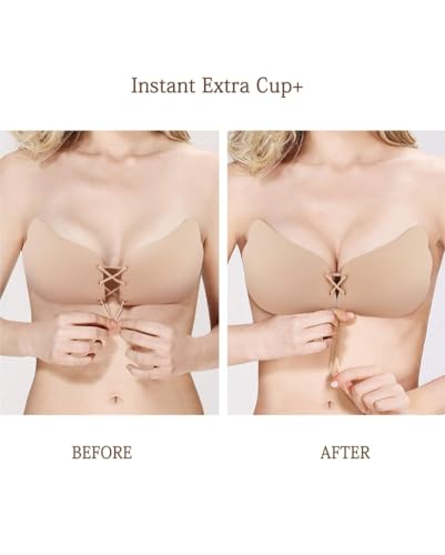 AKHIRAH Sticky Strapless Adhesive Bra Bra Reusable Self Adhesive Backless Bra Invisible Sticky Push up Silicone Bra for Women. (Skin) - Image 4