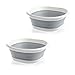Lot de 2 bols à vaisselle ronds pliables de 26 cm multifonction pliable pour voyage camping randonnée caravane sac à provisions pliable pour la maison la cuisine et économiser de l'espace (gris)