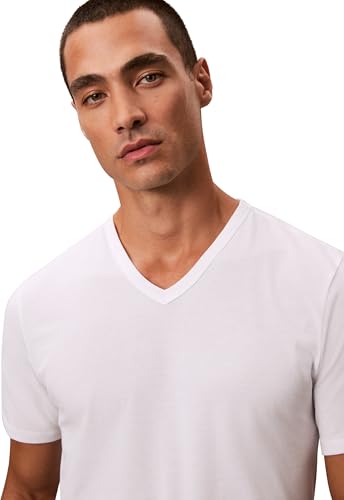 Calvin Klein T-Shirts Manches Courtes Lot de 3 Homme avec Col en V, Blanc (White, White, White), L