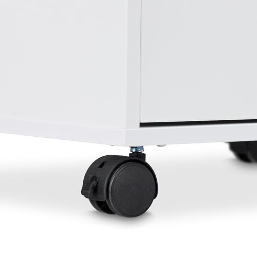 Relaxdays Rollcontainer, 5 Schubladen, HxBxT: 66,5 x 48 x 39,5 cm, Büroschrank, Aktenschrank mit Rollen, Büro, weiß