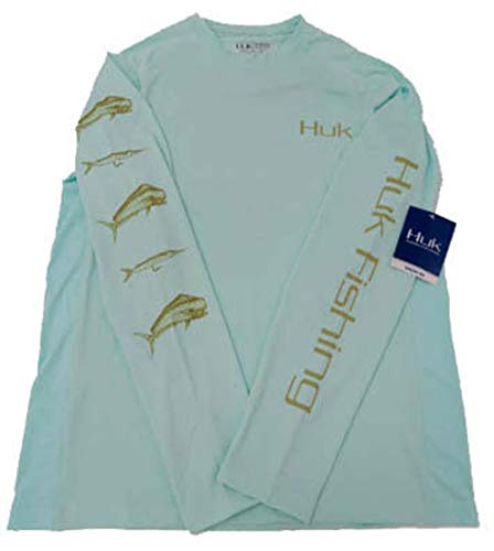 Huk Men's Atlantik Fresh Pursuit Fishing Long Sleeve Shirt, Seafoam, X-Large