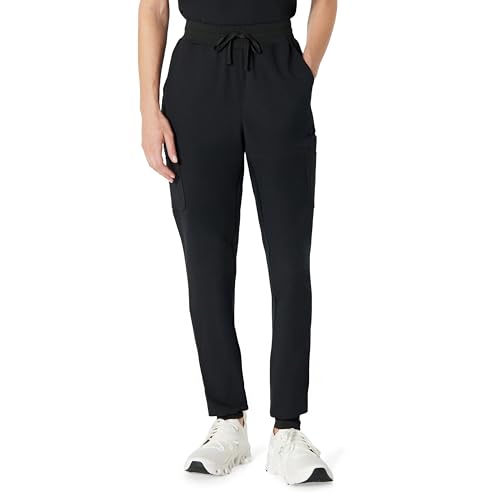 Amazon Basics Womens Scrubs Jogger Pants Yoga Waistband Drawstring Black Medium