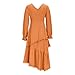 Victorian Dress for Women Halloween Dresses for Women Vintage Cowgirl Lace Up Midi Dress Casual Long Sleeve Ruffled Sundresses Fashion 2025 Orange