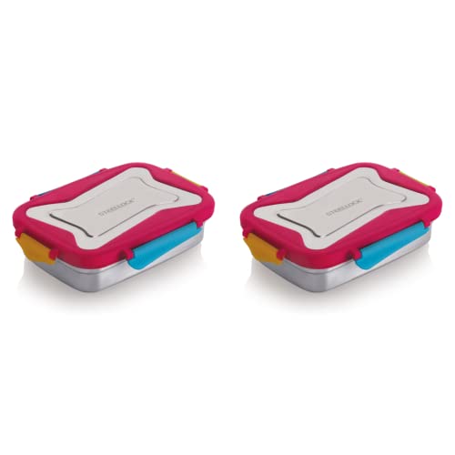 Image of STEELLOCK Smart Stainless Steel Tiffin Lunch Box for Kids and Adults | Airtight & Leakproof | Rectangle Tiffin Box for School & Office with Steel Lid | Juliet 550ml - 2pc