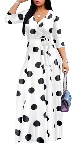 Image of Women's Floral Maxi Dress Summer Casual V-Neck 3 /4 Sleeve Long Bohemian Print Evening Party Dress