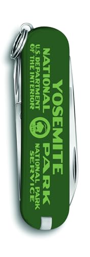 Image of Victorinox Classic SD Swiss Army Knife, Yosemite National Park | 7-Function Swiss Mini Knife, Small Blade, Nail File, Screwdriver, Key Ring, Swiss Made, Compact EDC for Keys and Bags