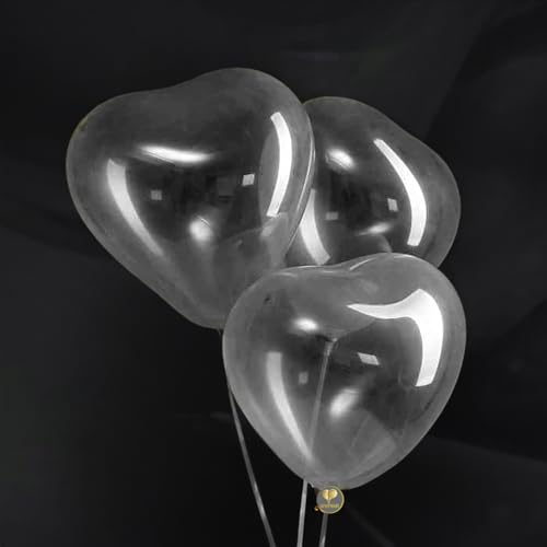 Image of AFTERLOON Biodegradable Balloons 24 pcs Clear Transparent 12 Inch Heart Shaped, Natural Rubber Latex Plastic-Free Alternative Durable Thickened Extra Strong Helium Float, Proposal Marriage Wedding