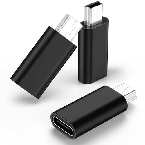Vanjua 3 Pack USB C to Mini USB Adapter Type C Female to Mini USB 2.0 Male Convert Connector Support Charge & Data Sync Compatible GoPro Hero 3+ MP3 Players Dash Cam Digital Camera Receiver