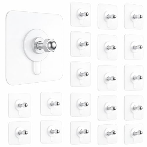Image of DALUCI 20 Pcs Self Adhesive Wall Hooks for Hanging | Heavy Duty Adhesive Hooks for Wall | Screw Nail Free Sticky Hooks for Wall Heavy Items Without Drilling | Transparent Wall Hanger Hook (Pack of 20)