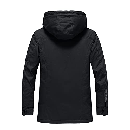 YHEGHT Jaqueta masculina outono e inverno quente manga longa gola alta bolso solta jaqueta casacos v