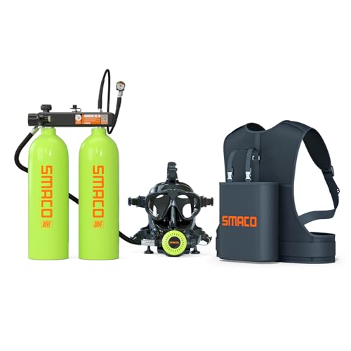 SMACO Mini Tanque de Buceo 4L (ensamblado por Dos Cilindros de 2L) para Soporte de Buceo en Aguas Poco Profundas de Respiración para Entretenimiento de Buceo Fuente de Gas de Respaldo