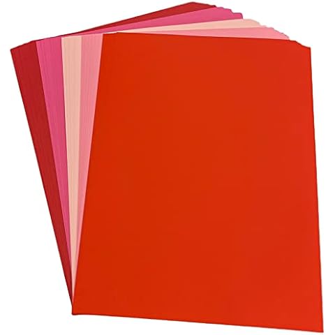 DJP 160GM Red & Pink Shade Tint Card Pack - 5 Colours, 50 Sheets - 10 Each Colour Cover