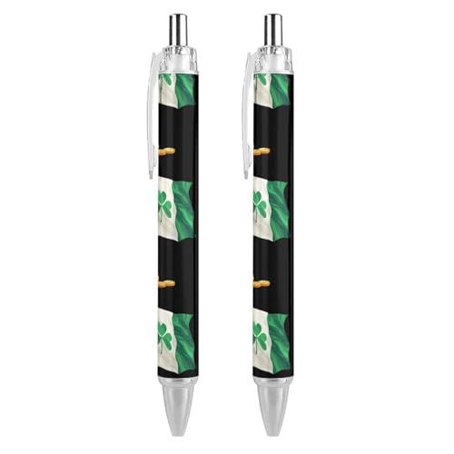 THKVSV Happy St Patricks Day Beer Coins - Bolígrafo retráctil con diseño divertido de barril redondo negro de punta fina de 0,5 mm, 2 unidades