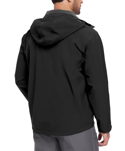 Image of Little Donkey Andy Mens Waterproof Rain Jacket Lightweight Windbreaker Hooded Jacket Packable Raincoat for Outdoor Hiking
