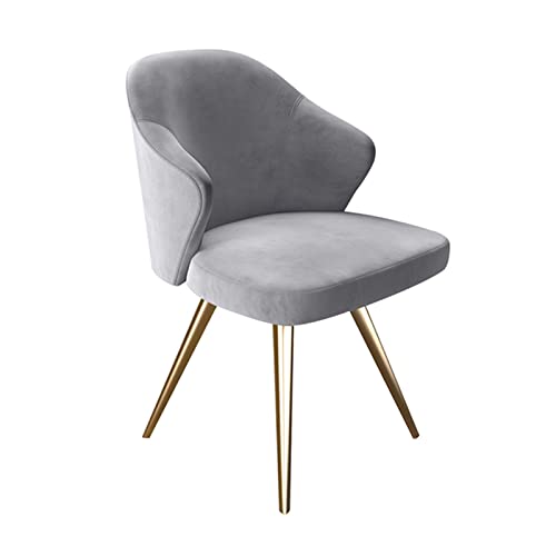 SJIALEN Modern Modern Design Dining Chair, for Office Dining Kitchen Bedroom Chairs Velvet Backrests Seat Metal Legs Kitchen Chair Kitchen Chair (Color : Light Gray, Size : 52x52x82cm)
