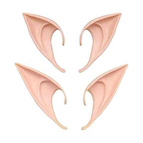 2 Pairs Latex Elf Ears Pixie Fairy Ears Cosplay Soft Pointed Goblin Ears Latex Alien Ears Elven Ears Dress Up Costume Accessories for Halloween, Anime Party, Costume Party, Masquerade Cover