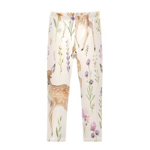Bolaz Toddler Girls Leggings Printed Yoga Pants Leggings Deer Leaves for Kids