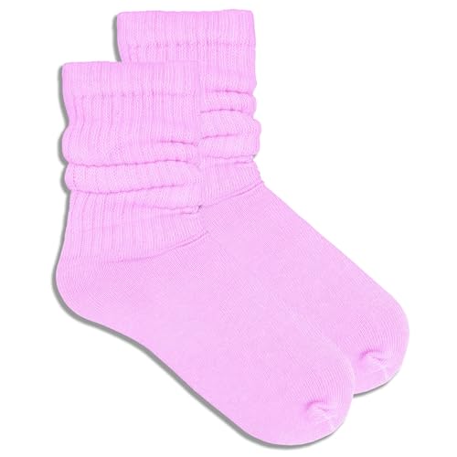 Image of COUVER Womens Scrunched Slouch Socks Soft Cotton Breathable Retro Crew or Knee High, Multiple Colors