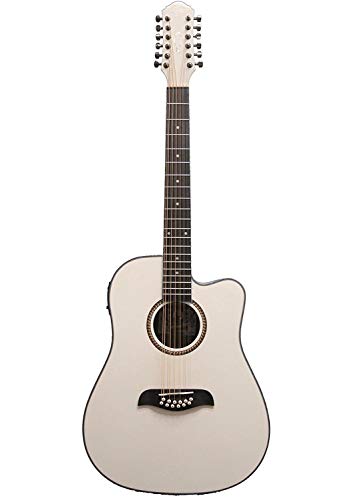 Oscar Schmidt OD312CEWH-A OD312 12-String Acoustic Electric Guitar, White