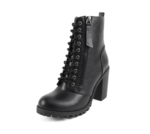 Image of Soda Women's Malia Faux Lace Up Chunky Lug Sole Combat Boot