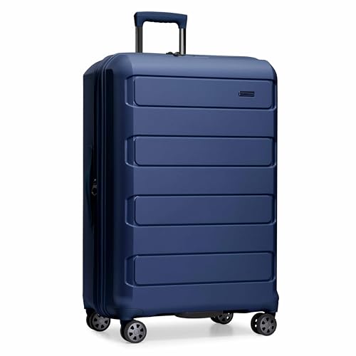 Traveler’s Choice Pagosa Indestructible Hardshell Expandable Spinner Luggage, Navy, 30-Inch Large