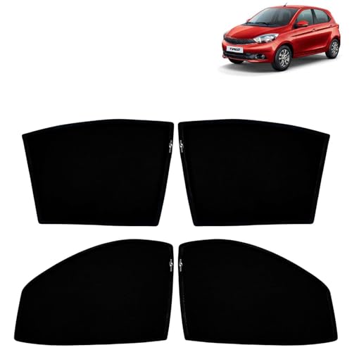 Image of KINGSWAY Car Sun Shade Curtains Only Compatible with Tata Tiago (2016 to 2020) | Z-Black Fix-Type (Non-Magnetic) | UV & Heat Protection | Pack of 4 Pcs