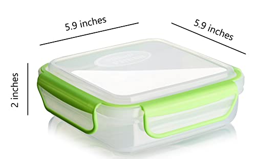Snap Fresh - 4 Pack Of Sandwich Containers (450 Ml) - Reusable, Bpa Free Plastic, Snap & Lock Shut Lids And Silicone Seal. Great For Fruit, Salad, Lunch Box Snacks And Food Storage; Kids And Adults #TOP3