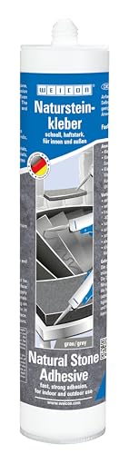 WEICON Colle pour pierre naturelle 290 ml - Haute adhérence initiale - Pour tous types de pierres - Pour intérieur et extérieur - Sans solvant - Gris