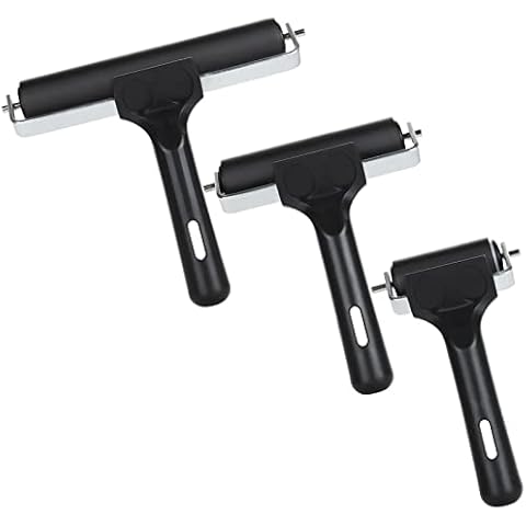 LOLYSIC Rubber Brayer Rollers for Crafts, Set of 3 (2.3 Inch, 4 Inch, 6 Inch), Brayer Roller for Ink Oil Painting, Printmaking, Block Printing, Ink Paint, Stamping, Arts & Crafts Cover