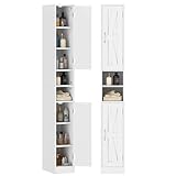 HOOBRO Slim Tall Bathroom Storage Cabinet, Storage Cabinet with 2 Adjustable Shelves for Small Space, Narrow Cabinet for Bathroom, Living Room, Kitchen, 11.8' L x 7.9' W x 63.8' H, White